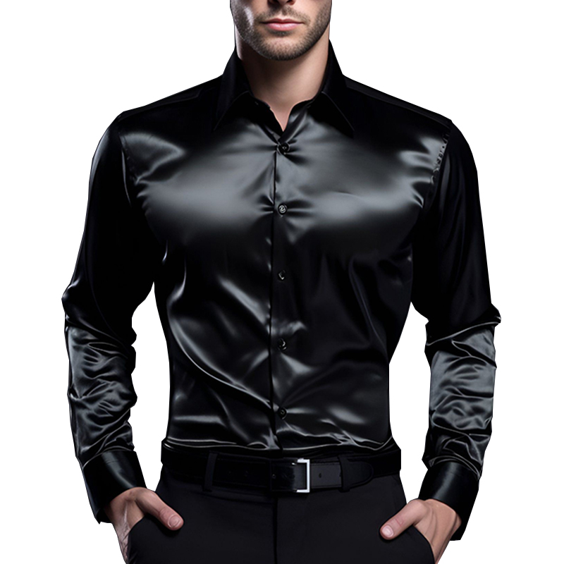 Mens Satin Silk Dress Shirt - Camicie eleganti di lusso in raso