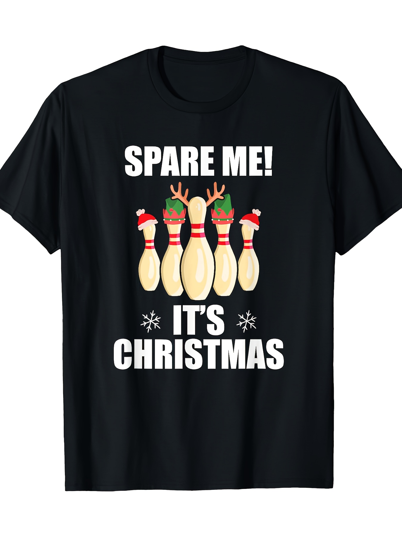 Short Sleeve Bowling Shirt Retro - T-shirt da bowling natalizia nera da