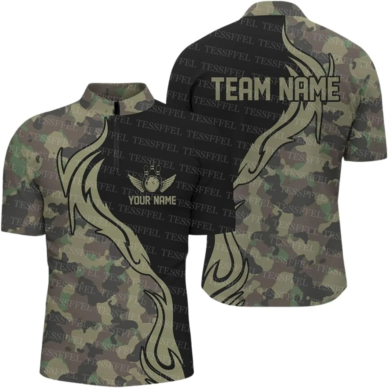 Short Sleeve Bowling Shirt Retro - Nome personalizzato Graffiti Flame Strike Bowling