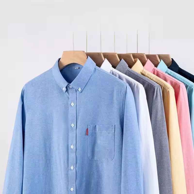 Oxford Cotton Casual Shirt Business - Camicia da lavoro da uomo in