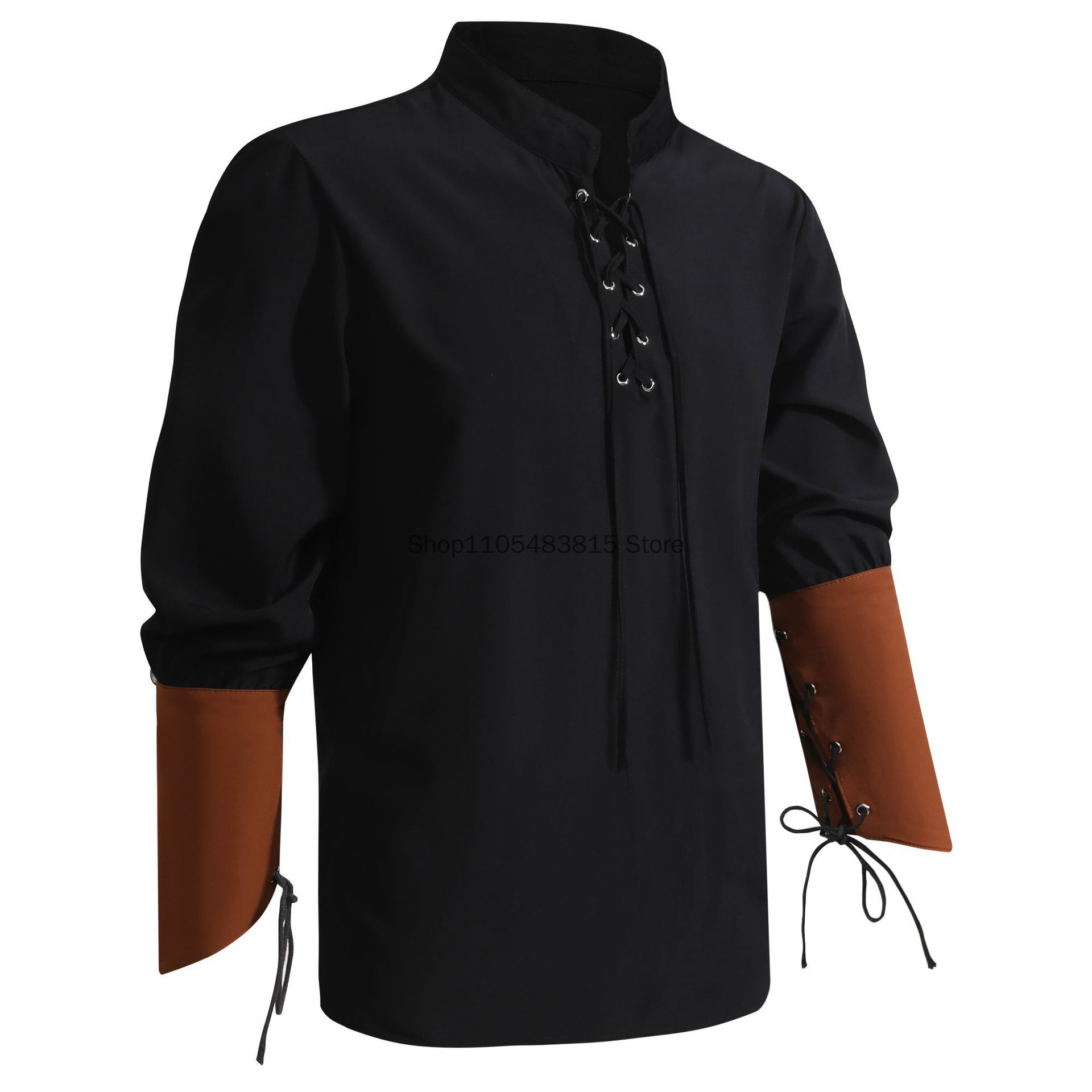 Medieval Gothic Lace Up Pirate Shirt - Camicia da Pirata per Uomo -