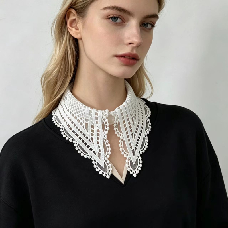 Shirts - Colletto Finto Bianco da Donna con