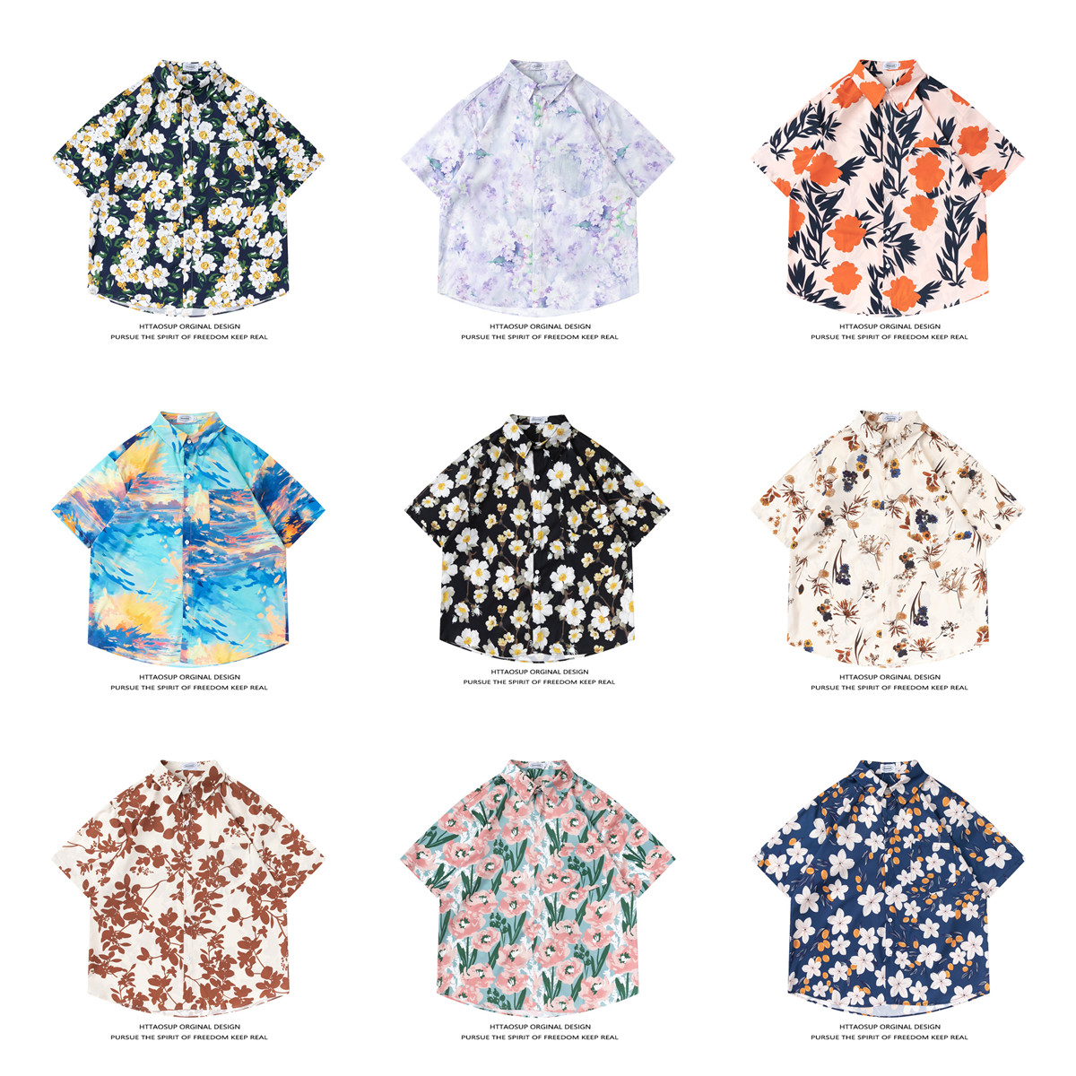 Vintage Hawaiian Floral Shirt - HTTAOSUP Camicia da uomo a maniche
