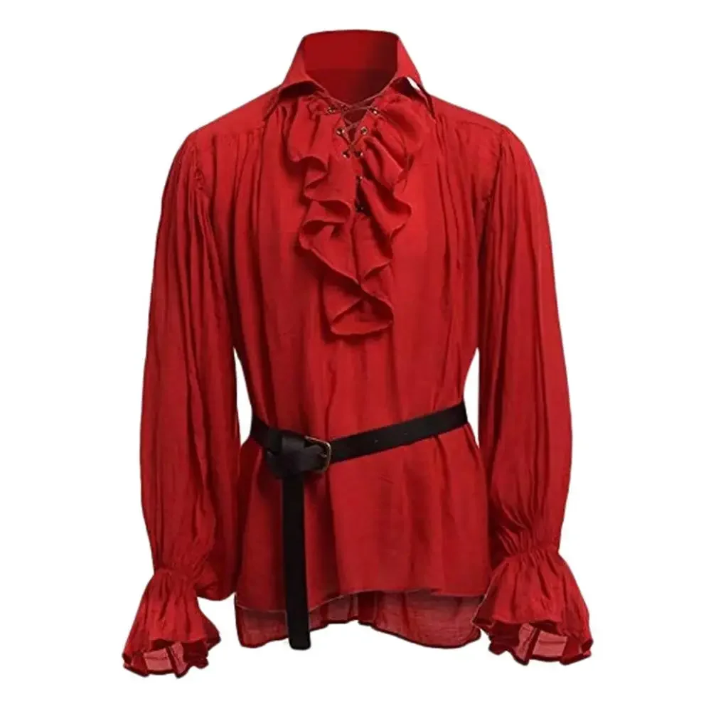 Camicie Medievali con Volant G - Medieval Gothic Lace Up Pirate Shirt recensione e prezzo
