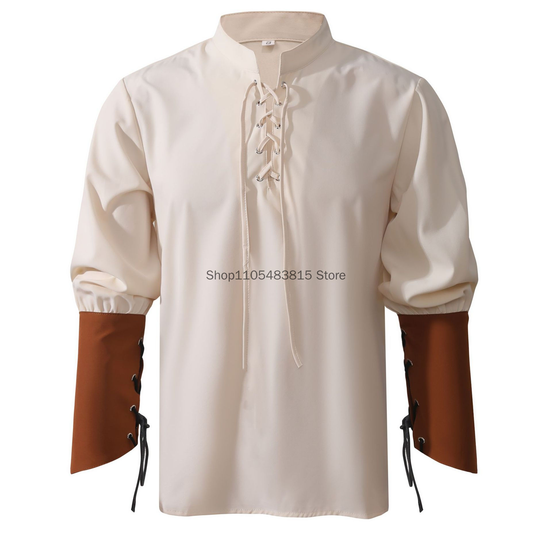 Camicia da Pirata per Uomo - S - Medieval Gothic Lace Up Pirate Shirt recensione e prezzo