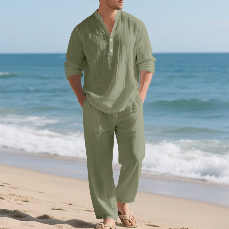 Linen Autumn New Men's Suit Be - Mens Linen Shirt Long Sleeve recensione e prezzo
