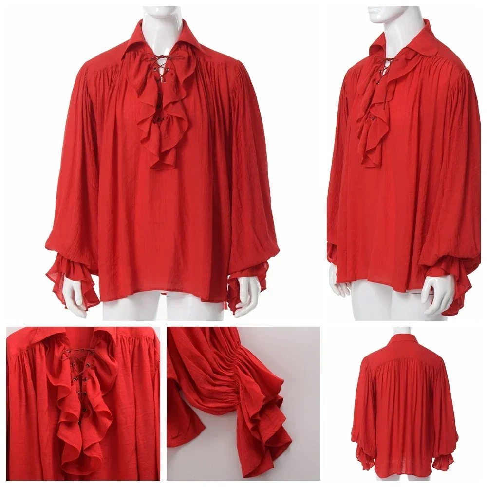 Camicia da uomo pirata Vampiro - Medieval Gothic Lace Up Pirate Shirt recensione e prezzo