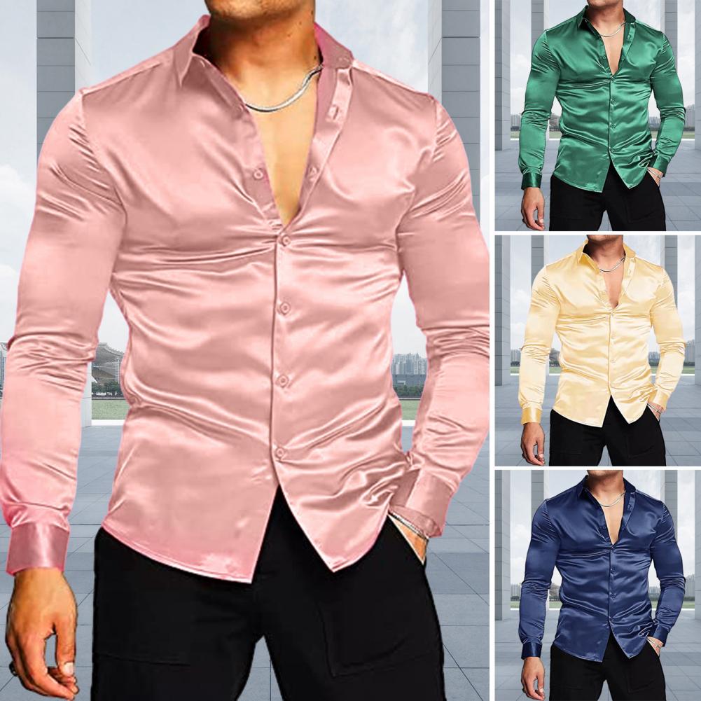 Camicia Elegante da Uomo in Ra - Mens Satin Silk Dress Shirt recensione e prezzo